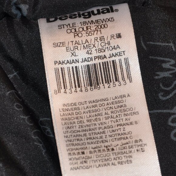 Desigual Black Bomber Jacket XL - Picture 9 of 9